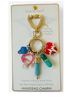 NWT ⚜️♥️⚜️ True to Form NURSE Keychain BAG Charm ON CARD